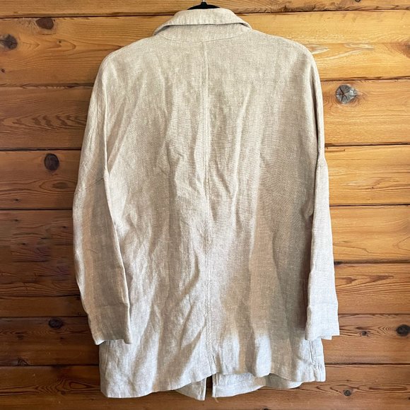 Rachel Zoe Women's Tan Linen Oversized Boyfriend Blazer Size Large - Picture 3 of 7